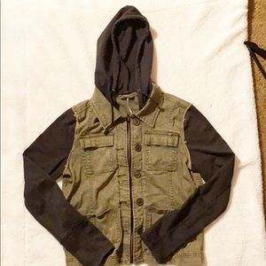 Free People Knit Hooded Twill Jacket